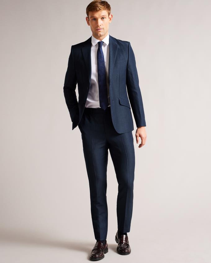 Blazer Ted Baker Wool And Linen Bleu Marine Homme | TOG-14661426